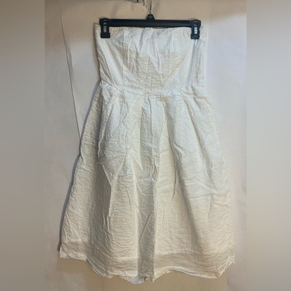 J. Crew Textured White Strapless Summer Dress Size 0 - Picture 1 of 9